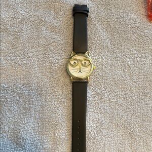 Cat Face Black and Gold Women's Watch